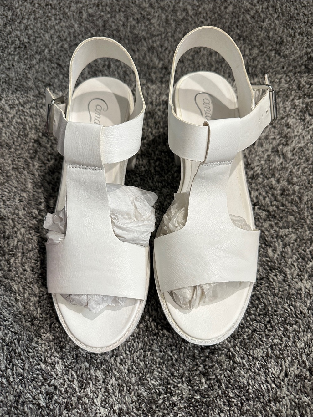 Dolce Vita White Leather T-Strap Sandals